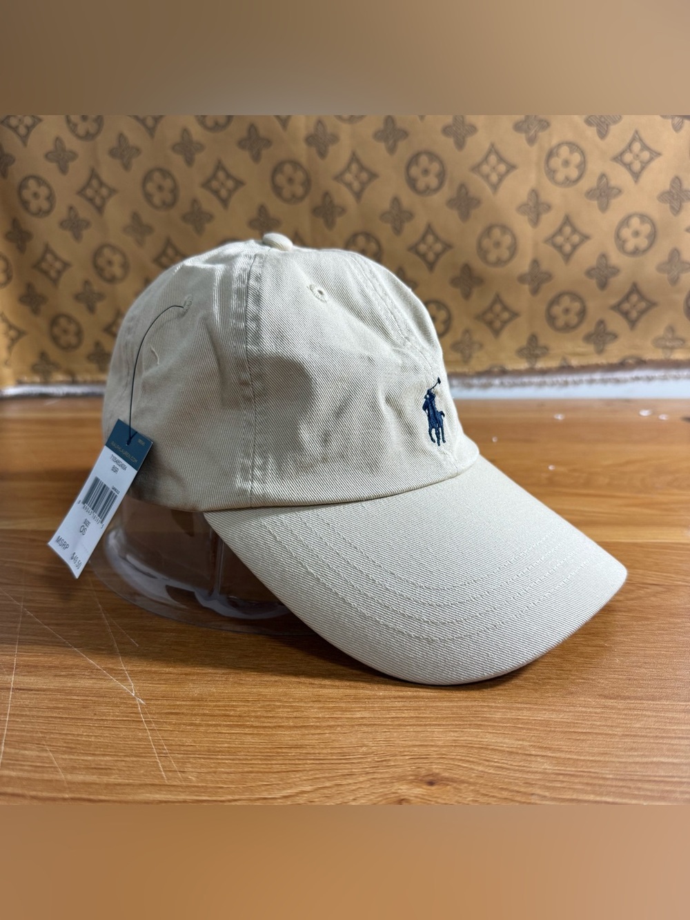 Polo by Ralph Lauren Khaki Baseball Cap with Navy Pony